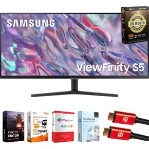 Samsung 34 inch ViewFinity S50GC Series 1440p HDR Ultrawide Monitor Bundle with Tech Smart USA Elite Suite 18, 2X 4K HDMI Cable & Deco Gear CPS Exclusive 26 Month Protection Pack (BEACH-CPS-26M500) in Kuwait