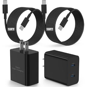 45W Super Fast Charger USB C, 2-Pack Dual Port Type C Charger Fast Charging,with 6/6FT Cable&Cord for Samsung Galaxy S25 Ultra/S24 Ultra/S23/S22/S21/S20+, iPhone16/15 in Saudi Arabia