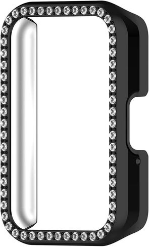 Bling Case Compatible for Samsung Galaxy Fit 3 SM-R390 Watch Diamond Glitter PC Bumper Face Protective Cover Women Crystal Shining Rhinestone Cases Smartwatch Accessories (Black) in Saudi Arabia