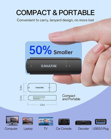 Samzhe SD Card Reader USB 3.0 Micro SD Card Reader 5GBPS ADAPTER لبطاقة الذاكرة TF SD SD SDXC SDHC MMC RS-MMC MICRO SDXC Micro SDHC UHS-I CINCIPAL in Kuwait