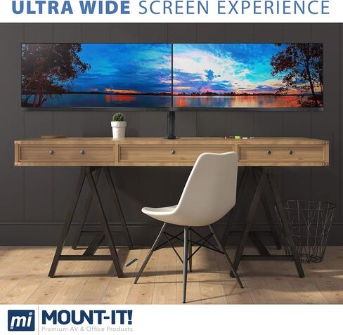 جبل! مزدوج Ultrawide Monitor Arm Mount | موقف المكتب | اثنين من الحركة الكاملة توضيح قابلة للتعديل | يناسب 2 × 30 31 32 34 36 38 بوصة VESA 75 100 شاشات الكمبيوتر المتوافقة | قواعد C-Clamp و Grommet in Kuwait