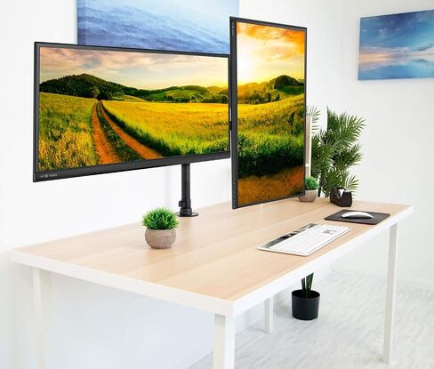 جبل! مزدوج Ultrawide Monitor Arm Mount | موقف المكتب | اثنين من الحركة الكاملة توضيح قابلة للتعديل | يناسب 2 × 30 31 32 34 36 38 بوصة VESA 75 100 شاشات الكمبيوتر المتوافقة | قواعد C-Clamp و Grommet in Kuwait