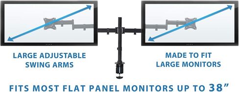 جبل! مزدوج Ultrawide Monitor Arm Mount | موقف المكتب | اثنين من الحركة الكاملة توضيح قابلة للتعديل | يناسب 2 × 30 31 32 34 36 38 بوصة VESA 75 100 شاشات الكمبيوتر المتوافقة | قواعد C-Clamp و Grommet in Kuwait