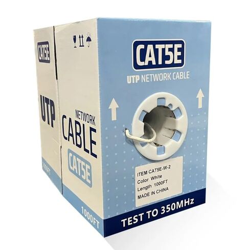 CAT5E-W-2 Bulk Ethernet Cable ، U/UTP ، CCA Conductors ، 1000 قدم ، سترة PVC ، عزل HDPE ، ANSI/TIA-568-C.2 متوافق ، أبيض in Kuwait