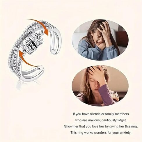 To My Daughter Ring Fidget Ring for Women Gifts for Christmas Daughter Gift from Mom Anxiety Worry Ring Adjustable Open Ring Multi-layered Spinner Rings for Relief Stocking Stuffers in Kuwait