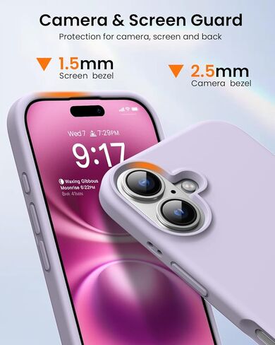 Ouxul مصمم لـ iPhone 16 Case 6.1 "-غطاء سائل سائل نحيف مع [بطانة الألياف الدقيقة المضادة للخلع] ، حماية كاملة من 3 طبقات (أسود) (أسود) in Kuwait
