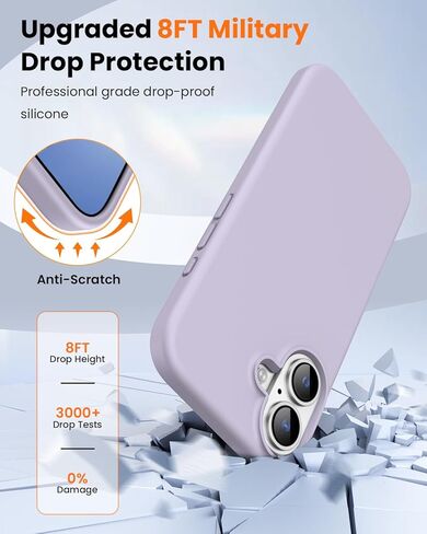 Ouxul مصمم لـ iPhone 16 Case 6.1 "-غطاء سائل سائل نحيف مع [بطانة الألياف الدقيقة المضادة للخلع] ، حماية كاملة من 3 طبقات (أسود) (أسود) in Kuwait