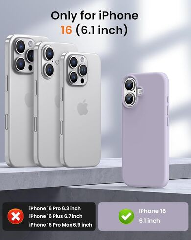Ouxul مصمم لـ iPhone 16 Case 6.1 "-غطاء سائل سائل نحيف مع [بطانة الألياف الدقيقة المضادة للخلع] ، حماية كاملة من 3 طبقات (أسود) (أسود) in Kuwait
