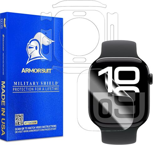ArmorSuit Full Body Skin for Apple Watch Series 10 46mm MilitaryShield HD Clear Film - Made in USA in Saudi Arabia
