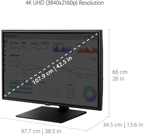 ViewSonic VX4381-4K 43" UHD 4K Monitor Widescreen with HDR10 Support, Eye Care, HDMI, USB, DisplayPort (Renewed) in Saudi Arabia