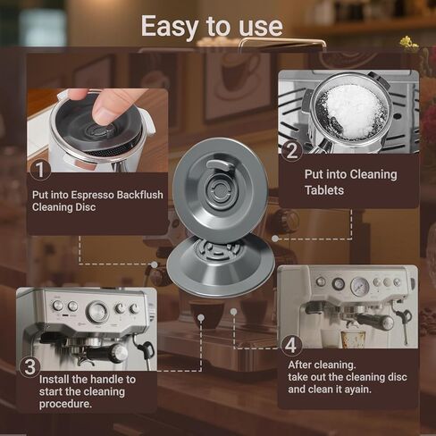 2PCS 54MM Espresso Backflush Cleaning Disc for Breville Machines - Professional Breville Cleaning Disc Compatible with BES870XL, BES878BSS, BES880 & More - Durable Blind Filter Disk for Deep Cleaning in Saudi Arabia