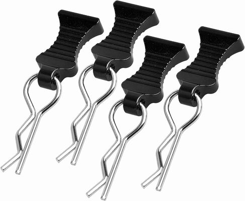 4-Pack Universal RC Body Clips with Tabs, Metal Handled Clips for 1/12 1/10 1/8 RC Cars and Trucks, Heavy Duty Body Mounting Clips Shell Replacement (Black) in Kuwait