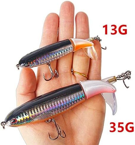 Whopper Popper Topwater Floating Fishing Fishing Tail Tail for Bass - 10 Color و 3 Size in Saudi Arabia