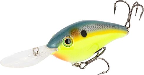 Strike King (HC6XDE-539) 6XD Elite Fishing Lure, Deep Diving Crankbait, 1-Ounce, Unique Curved Bill, Dives to 19-Feet, Rattle Chambers, Size 1 Mustad Triple Grip Hooks, Chartreuse Sexy Shad 2.0 in Saudi Arabia