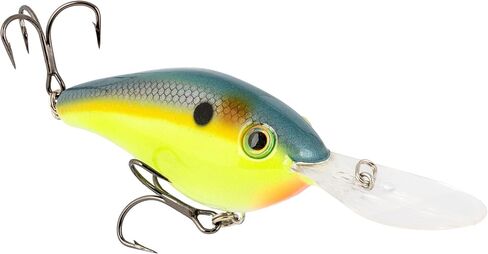 Strike King (HC6XDE-539) 6XD Elite Fishing Lure, Deep Diving Crankbait, 1-Ounce, Unique Curved Bill, Dives to 19-Feet, Rattle Chambers, Size 1 Mustad Triple Grip Hooks, Chartreuse Sexy Shad 2.0 in Saudi Arabia
