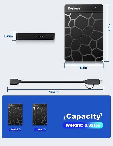 محركات أقراص صلبة خارجي 1 تيرابايت ، محرك أقراص ثابتة محمولة لنظام التشغيل Windows ، متجر HDD خارجي للغاية متوافق مع الكمبيوتر الشخصي ، MAC ، الكمبيوتر المحمول ، PS4 ، Xbox One ، Xbox 360 ؛ التوصيل والتشغيل جاهزًا in Saudi Arabia