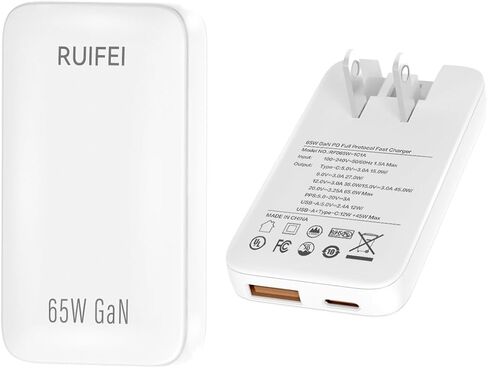 30W Flat USB C Charger Block （محول الطاقة المزدوج للمنفذ） مع GAN Tech ، وتصميم قابلية رقيقة وقابلة للطي مريحة للسفر ، والشحن السريع لـ Galaxy S25 Ultra/S24 ، و iPhone 16/16 Pro/15/14 ، والمزيد ، أبيض in Kuwait