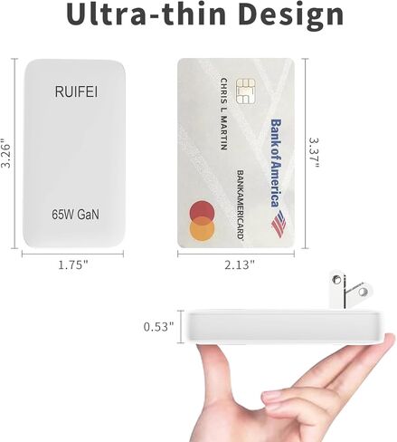 30W Flat USB C Charger Block （محول الطاقة المزدوج للمنفذ） مع GAN Tech ، وتصميم قابلية رقيقة وقابلة للطي مريحة للسفر ، والشحن السريع لـ Galaxy S25 Ultra/S24 ، و iPhone 16/16 Pro/15/14 ، والمزيد ، أبيض in Kuwait