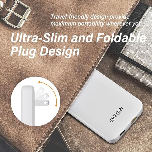 30W Flat USB C Charger Block （محول الطاقة المزدوج للمنفذ） مع GAN Tech ، وتصميم قابلية رقيقة وقابلة للطي مريحة للسفر ، والشحن السريع لـ Galaxy S25 Ultra/S24 ، و iPhone 16/16 Pro/15/14 ، والمزيد ، أبيض in Kuwait