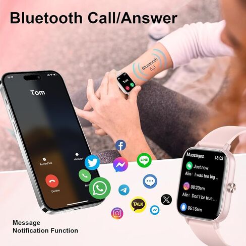 Watch Smart Watch للنساء ، 1.83 '' HD HD Smartwatch مع مكالمات/إجراء مكالمات من Bluetooth ، و IP68 Tracker للياقة البدنية مع 150+ أوضاع رياضية/نشاط/نوم لنظام التشغيل iOS/Android (أبيض) in Kuwait