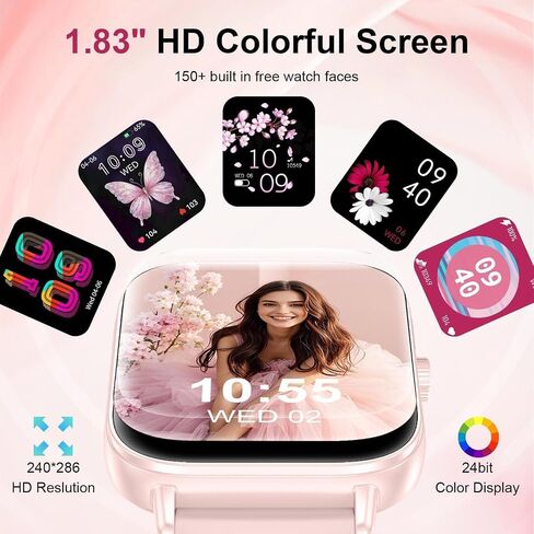 Watch Smart Watch للنساء ، 1.83 '' HD HD Smartwatch مع مكالمات/إجراء مكالمات من Bluetooth ، و IP68 Tracker للياقة البدنية مع 150+ أوضاع رياضية/نشاط/نوم لنظام التشغيل iOS/Android (أبيض) in Kuwait