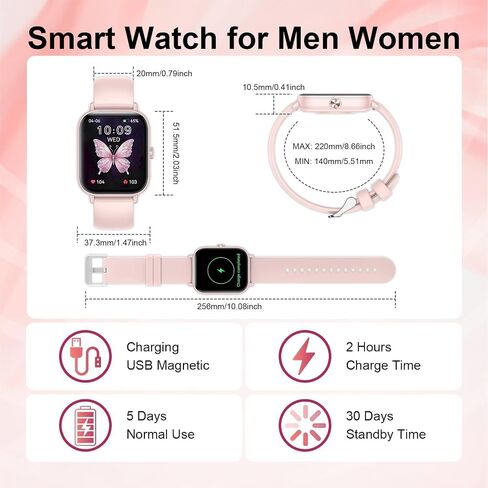 Watch Smart Watch للنساء ، 1.83 '' HD HD Smartwatch مع مكالمات/إجراء مكالمات من Bluetooth ، و IP68 Tracker للياقة البدنية مع 150+ أوضاع رياضية/نشاط/نوم لنظام التشغيل iOS/Android (أبيض) in Kuwait