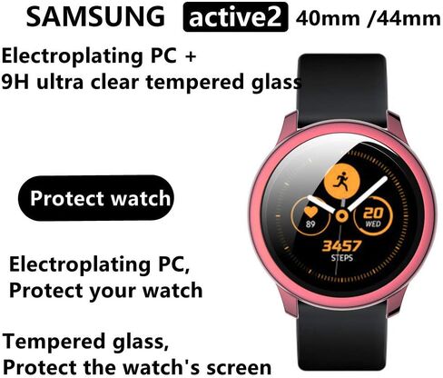متوافق مع Galaxy Watch النشط 2 40 مم 44 مم حامي الشاشة Case Ultra HD الزجاج المقسى بشكل عام حافة الدفاع عن الغطاء الصلب الواقي للوقاية من أجل 2 40 مم 44 ملم in Saudi Arabia