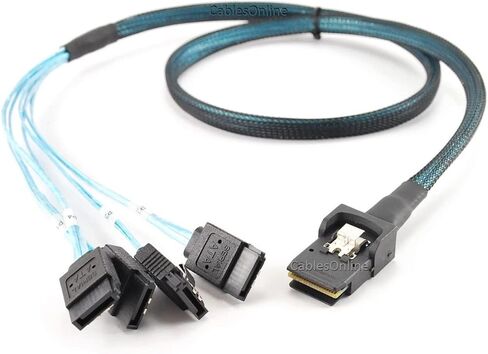 CablesOnline 29in Internal (SFF-8087) Mini SAS Male w/Latch to 4X SATA 7-Pin Female Cable (SAS-4E29) in Saudi Arabia