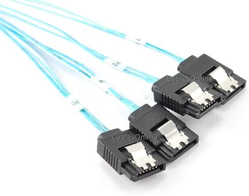 CablesOnline 29in Internal (SFF-8087) Mini SAS Male w/Latch to 4X SATA 7-Pin Female Cable (SAS-4E29) in Saudi Arabia