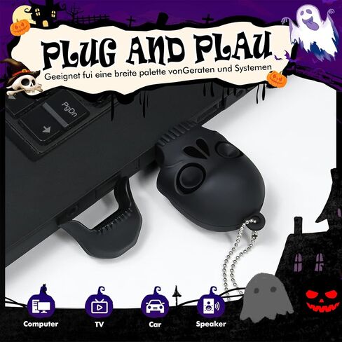 Halloween USB Flash Drive 32GB - Skull Shape with Beaded Chain USB 2.0 Memory Stick, 40MB/s Speed FAT32 Format, Gift Box for Horror Cosplay/Party Accessories (Black) in Saudi Arabia