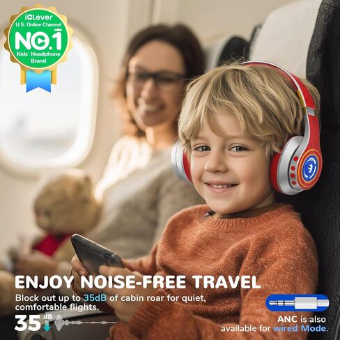 iClever Auraa Active Noise Cancelling Headphones for Kids, LED Light Up, Bluetooth 6.0, Safe Volume 80dBA, 47H Play Time,Fast Charging,Kids Headphones Wireless with Mic AUX Cord for Travel iPad,Purple in Kuwait