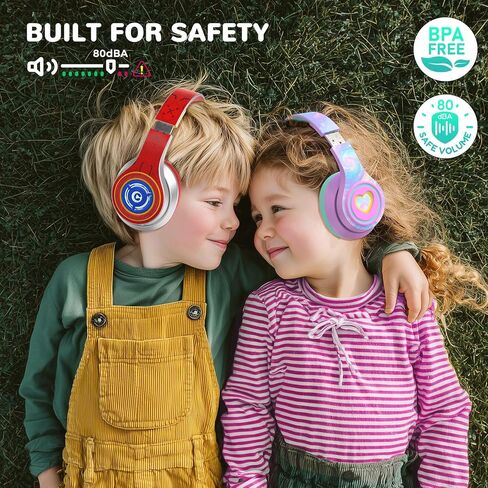 iClever Auraa Active Noise Cancelling Headphones for Kids, LED Light Up, Bluetooth 6.0, Safe Volume 80dBA, 47H Play Time,Fast Charging,Kids Headphones Wireless with Mic AUX Cord for Travel iPad,Purple in Kuwait