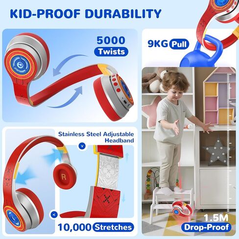 iClever Auraa Active Noise Cancelling Headphones for Kids, LED Light Up, Bluetooth 6.0, Safe Volume 80dBA, 47H Play Time,Fast Charging,Kids Headphones Wireless with Mic AUX Cord for Travel iPad,Purple in Kuwait