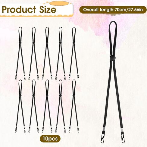 Hat Strap 10PCS, Adjustable with Clips Windproof Elastic Cap Anti Loss Chin Cord Removable Chin Strap Hat for Outdoor Activities Golfing Fishing Boating Anti-Lost and Anti-Wind (Black) in Saudi Arabia