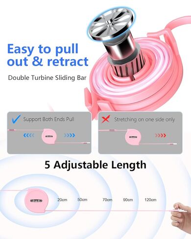 شاحن Apple Watch القابل للسحب الوردي لأجهزة متعددة ، 3 في 1 USB iPhone iPhatch Charger Cord Cable Multi Charging Cable لـ Apple Watch 10/9/8/Ultra 2 ، iPhone 16/15/14 ، Galaxy in Kuwait