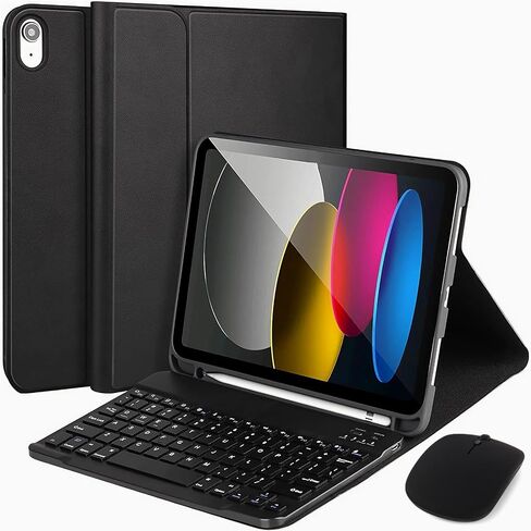 حالة لوحة المفاتيح مع الماوس لـ iPad (A16) 11th 2025/ 10th Generation 2022 مع لوحة المفاتيح - غطاء مفتاح الورقة اللاسلكي القابل للفصل مع حامل قلم رصاص لـ iPad 11 بوصة A16/ 10th Gen 10.9 في ، P. in Kuwait