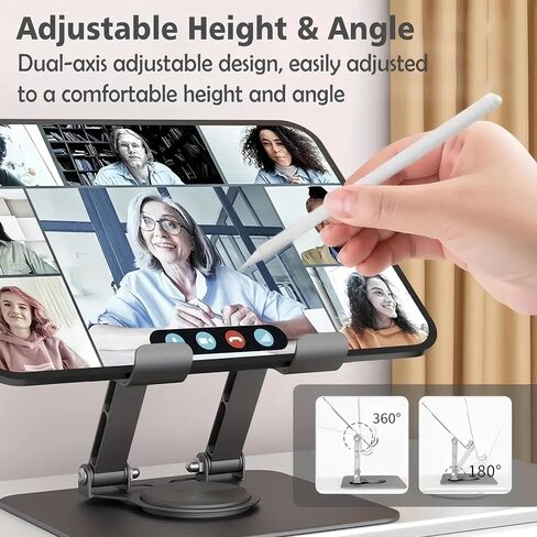 حامل حامل اللوحي للمكتب ، 360 درجة مئوية محمولة سهول المكتب المحمولة ملحقات السفر لأشينل ، ipad pro/air/mini ، iphone pro/max/plus ، علامات تبويب Samsung Galaxy ، السطح ، التبديل (أسود) in Kuwait