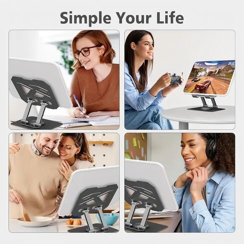 حامل حامل اللوحي للمكتب ، 360 درجة مئوية محمولة سهول المكتب المحمولة ملحقات السفر لأشينل ، ipad pro/air/mini ، iphone pro/max/plus ، علامات تبويب Samsung Galaxy ، السطح ، التبديل (أسود) in Kuwait