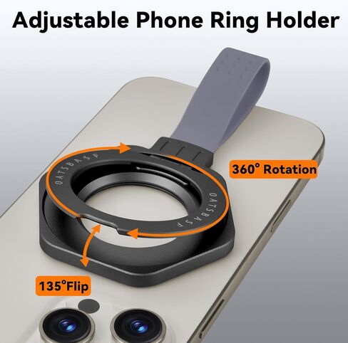 Magnetic Cell Phone Ring Holder, Metal Phone Grip for Magsafe, 360 Degree Rotation Finger Ring Stand, Cell Phone Kickstand for iPhone 16/15/14/13/12/Smartphones (Black) in Kuwait