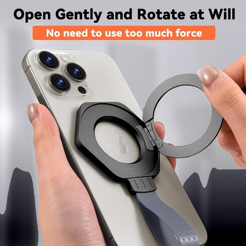 Magnetic Cell Phone Ring Holder, Metal Phone Grip for Magsafe, 360 Degree Rotation Finger Ring Stand, Cell Phone Kickstand for iPhone 16/15/14/13/12/Smartphones (Black) in Kuwait