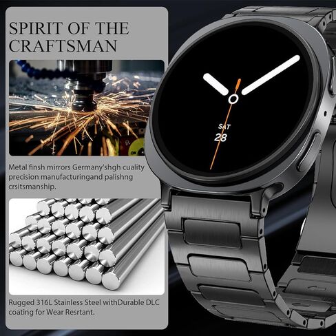 KOREDA Metal Band for Samsung Galaxy Watch 8 Classic 46mm/Galaxy Watch 8 40mm 44mm Bands, No Gap Solid Stainless Steel Business Metal Strap for Galaxy Watch 8 Men Women in Kuwait