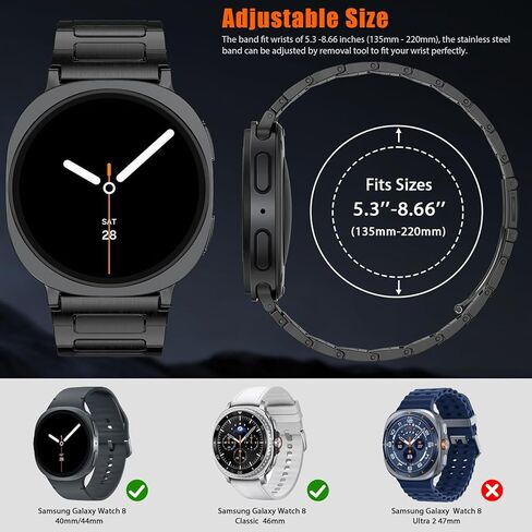KOREDA Metal Band for Samsung Galaxy Watch 8 Classic 46mm/Galaxy Watch 8 40mm 44mm Bands, No Gap Solid Stainless Steel Business Metal Strap for Galaxy Watch 8 Men Women in Kuwait