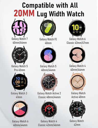 فرقة جلدية للرجال متوافقة مع Samsung Galaxy Watch 7/6/5/4/نشط 2 40 مم 44 ملم/مشاهدة 6 كلاسيكي 47 مم 47 مم/مشاهدة 5 Pro 45mm/Watch 4 الكلاسيكية 42 مم 46 مم ، حزام معصم 20 ملم in Kuwait