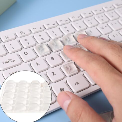 76 Pcs Raised Keyboard Bubbles Typing Stickers for Long Nails, Square and Round Shape High Transparency Silicone Keyboard Caps Cover Stickers Self Adhesive Keycaps Pad for Laptop Keyboards & Mice in Saudi Arabia