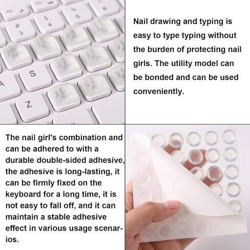 76 Pcs Raised Keyboard Bubbles Typing Stickers for Long Nails, Square and Round Shape High Transparency Silicone Keyboard Caps Cover Stickers Self Adhesive Keycaps Pad for Laptop Keyboards & Mice in Saudi Arabia