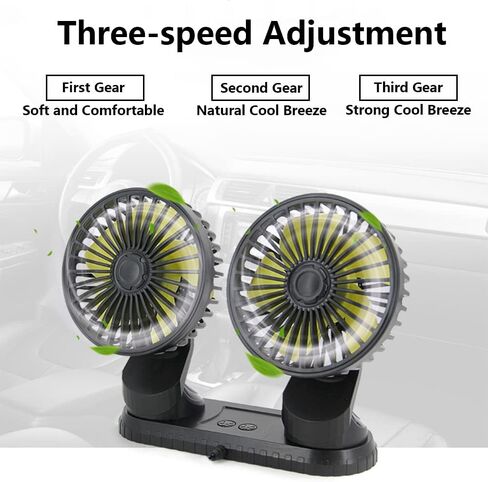 USB Powered Car Dual Head Fan Multi-Angle Rotatable Dashboard Three Gears Summer Cooling Fan Accessories,Built-in Aroma Diffuser in Saudi Arabia