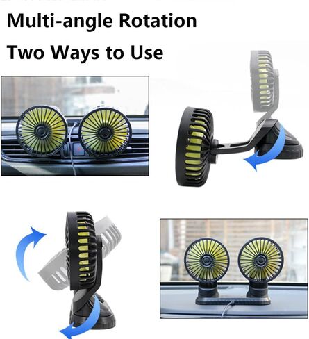 USB Powered Car Dual Head Fan Multi-Angle Rotatable Dashboard Three Gears Summer Cooling Fan Accessories,Built-in Aroma Diffuser in Saudi Arabia