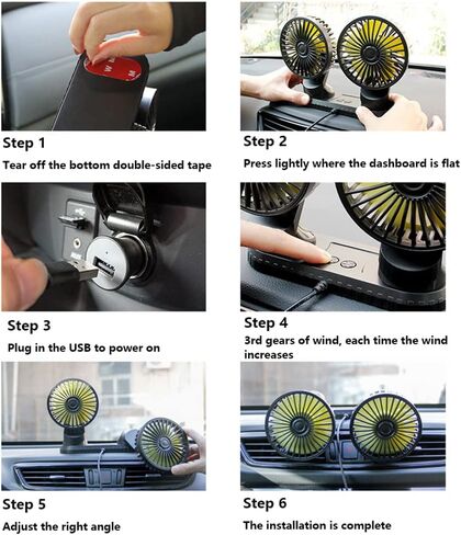 USB Powered Car Dual Head Fan Multi-Angle Rotatable Dashboard Three Gears Summer Cooling Fan Accessories,Built-in Aroma Diffuser in Saudi Arabia