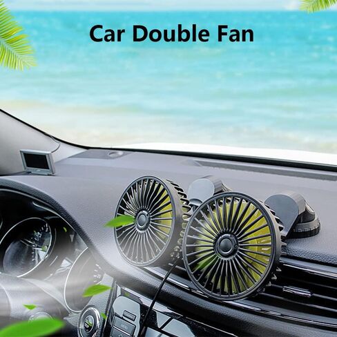 USB Powered Car Dual Head Fan Multi-Angle Rotatable Dashboard Three Gears Summer Cooling Fan Accessories,Built-in Aroma Diffuser in Saudi Arabia