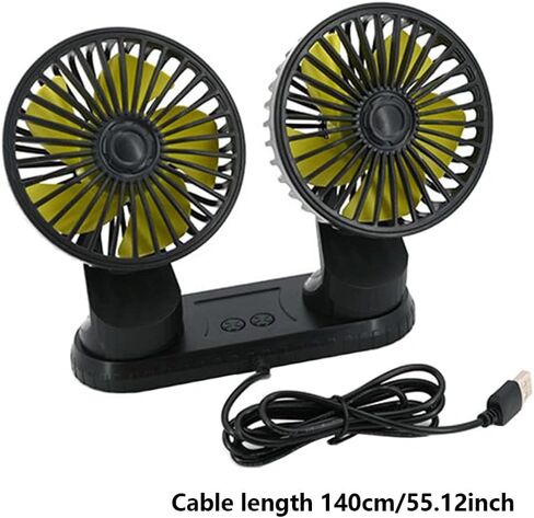 USB Powered Car Dual Head Fan Multi-Angle Rotatable Dashboard Three Gears Summer Cooling Fan Accessories,Built-in Aroma Diffuser in Saudi Arabia